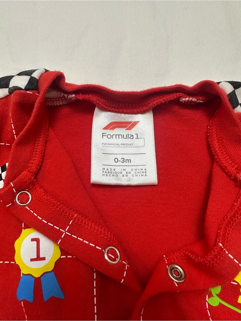 F1 Formula 1 Official Baby Onesie Boilersuit Red 3m Race Uniform 100% cotton - Picture 4 of 5